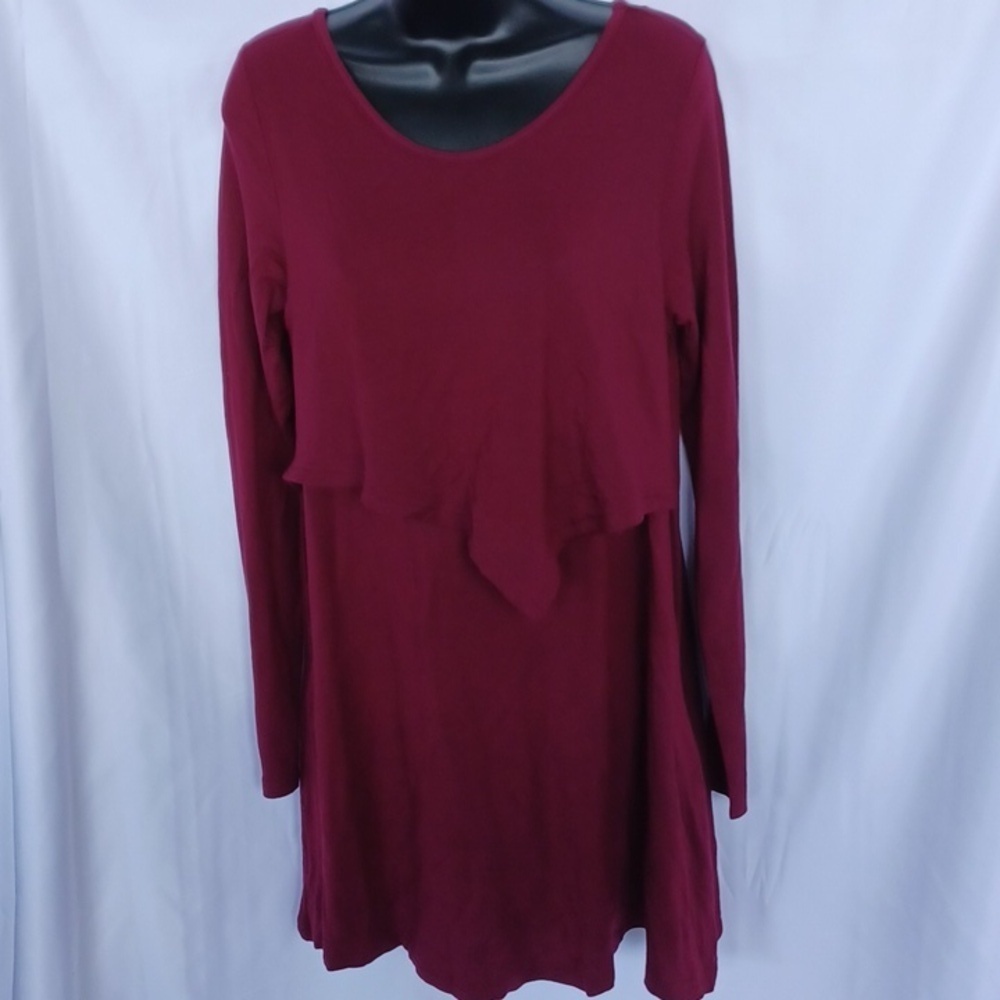Latched Mama Above the knee Nursing Maroon Dress Size medium